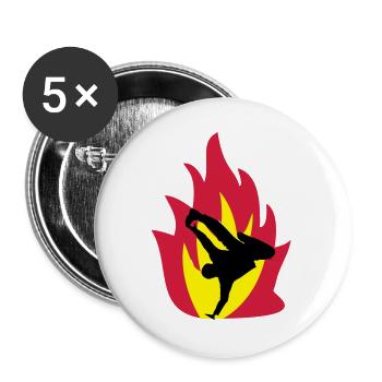 Breakdancer im Feuer - Buttons groß 56 mm (5er Pack) - Weiß - Vorne