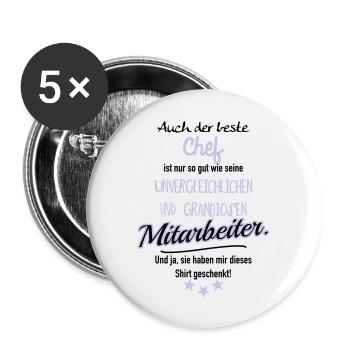 bester Chef grandiose Mitarbeiter - Buttons groß 56 mm (5er Pack) - Weiß - Vorne