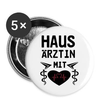 Hausärztin mit Herz Geschenk - Buttons groß 56 mm (5er Pack) - Weiß - Vorne