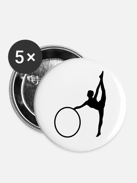 Gymnastik Mädchen - Buttons groß 56 mm (5er Pack) - Weiß