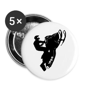 Snowmobil, Snowboarder, Freestyle - Buttons groß 56 mm (5er Pack) - Weiß - Vorne