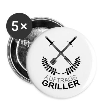 Auftragsgriller Grill Meister BBQ Profi Fleisch - Buttons groß 56 mm (5er Pack) - Weiß - Vorne