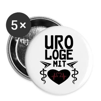 Urologe mit Herz Geschenk - Buttons groß 56 mm (5er Pack) - Weiß - Vorne