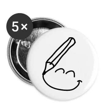 doodle_smiley_1c - Buttons large 2.2''/56 mm (5-pack) - white - Front