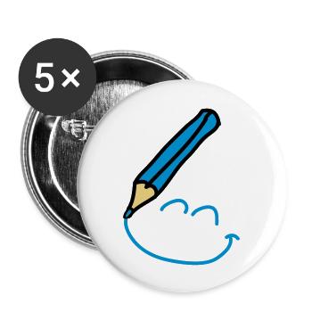 doodle_smiley_3c - Buttons large 2.2''/56 mm (5-pack) - white - Front