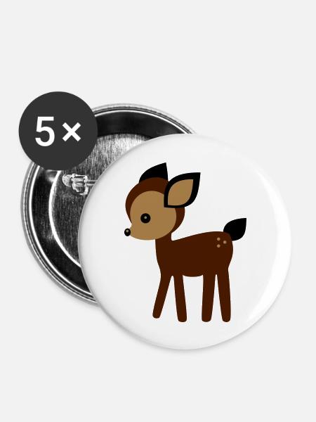 Rehkitz - Buttons groß 56 mm (5er Pack) - Weiß