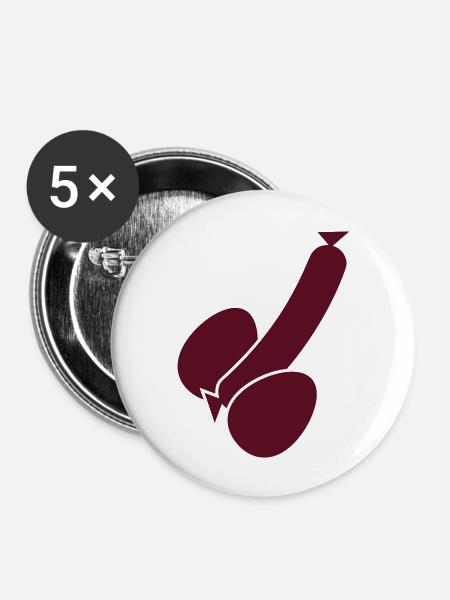 wurst_und_eier_1c - Buttons groß 56 mm (5er Pack) - Weiß