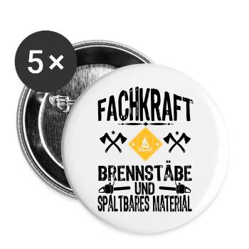 Fachkraft Holz - Buttons groß 56 mm (5er Pack) - Weiß - Vorne