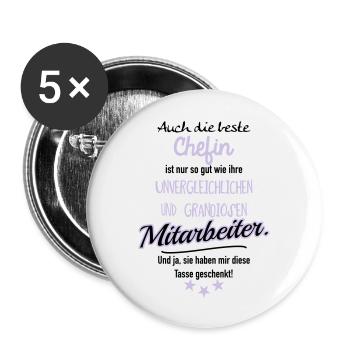 Beste Chefin Tasse - Buttons groß 56 mm (5er Pack) - Weiß - Vorne