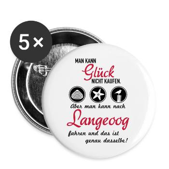 Glück Langeoog - Buttons groß 56 mm (5er Pack) - Weiß - Vorne