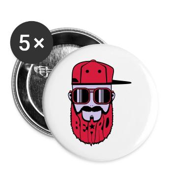 logo beard hiphop - Lot de 5 grands badges (56 mm) - blanc - Devant