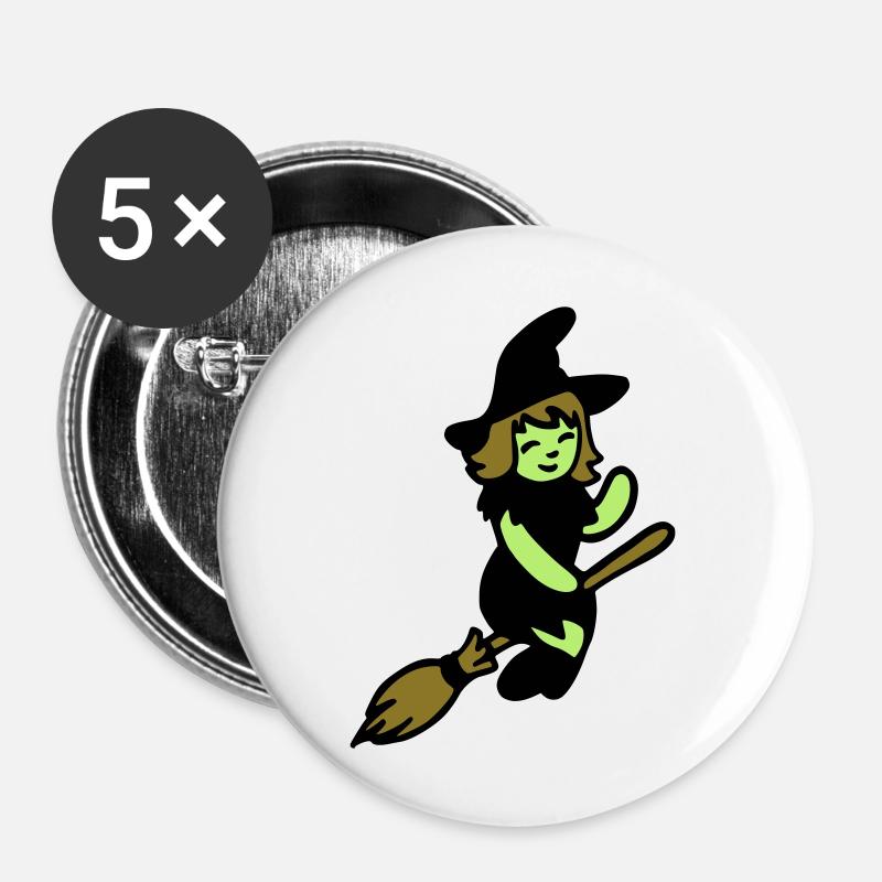 Chibi Witch - Buttons large 2.2''/56 mm (5-pack) - white