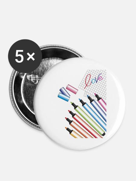geschriebene Liebe - Buttons groß 56 mm (5er Pack) - Weiß