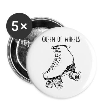 queen of wheels - Lot de 5 grands badges (56 mm) - blanc - Devant
