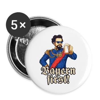 Bavaria first II - King Ludwig drunk - RAHMENLOS - Buttons groß 56 mm (5er Pack) - Weiß - Vorne