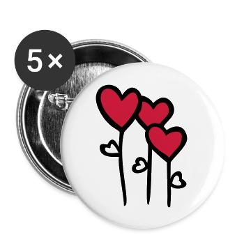 HEART flowers - Buttons large 2.2''/56 mm (5-pack) - white - Front