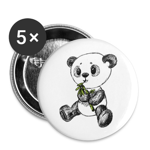 Panda björn färgad scribblesirii - Stora knappar 56 mm (5-pack)