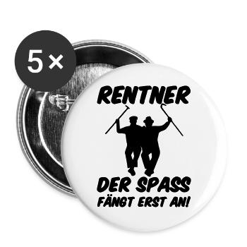 Rentner Spaß Rente, Ruhestand, Geschenk, Spruch - Buttons groß 56 mm (5er Pack) - Weiß - Vorne