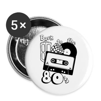 80er Party,Fun Shirt,80er , back to the 80s.(25) - Buttons groß 56 mm (5er Pack) - Weiß - Vorne
