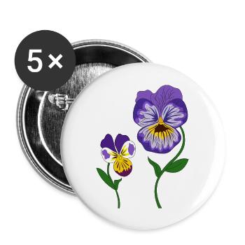fleur violette - Lot de 5 grands badges (56 mm) - blanc - Devant