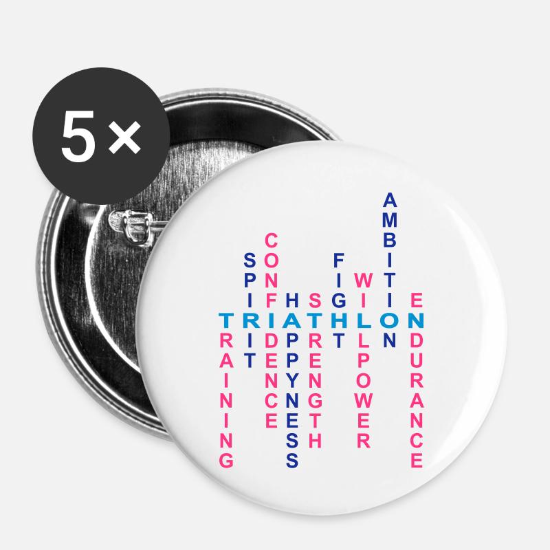 Triathlon - Buttons groß 56 mm (5er Pack) - Weiß