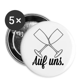 Auf uns Sekt - Buttons groß 56 mm (5er Pack) - Weiß - Vorne
