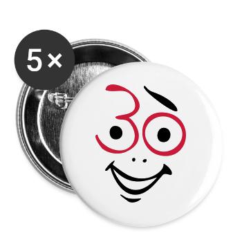 Juhu 30 years! - Buttons large 2.2''/56 mm (5-pack) - white - Front