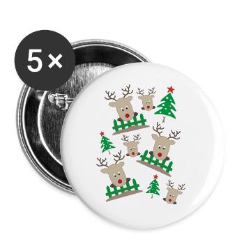 Weihnachten - Buttons groß 56 mm (5er Pack) - Weiß - Vorne
