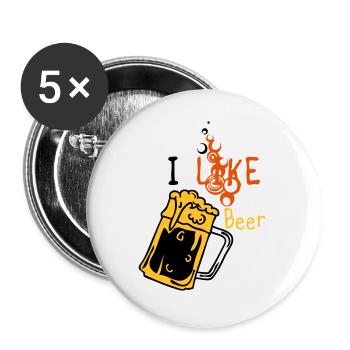 Ich mag Bier 5 - Buttons groß 56 mm (5er Pack) - Weiß - Vorne
