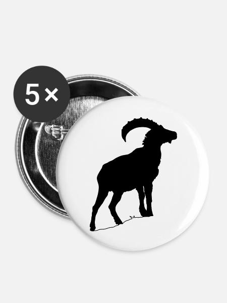Steinbock - Buttons groß 56 mm (5er Pack) - Weiß