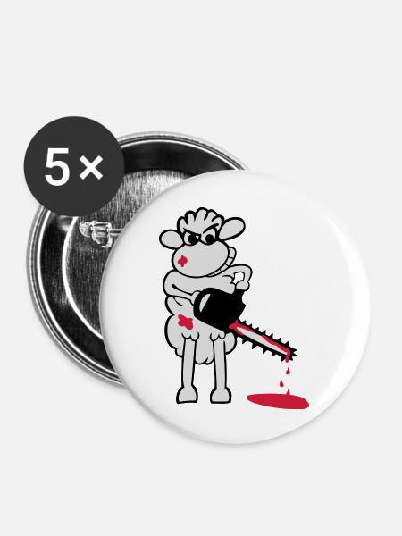 Chainsaws - Sheep - Buttons groß 56 mm (5er Pack) - Weiß
