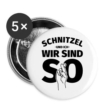 Schnitzel Liebhaber Geschenk - Buttons groß 56 mm (5er Pack) - Weiß - Vorne