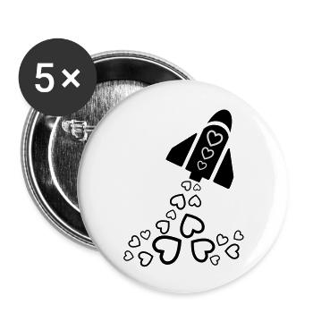 Rocket with love - Buttons groß 56 mm (5er Pack) - Weiß - Vorne
