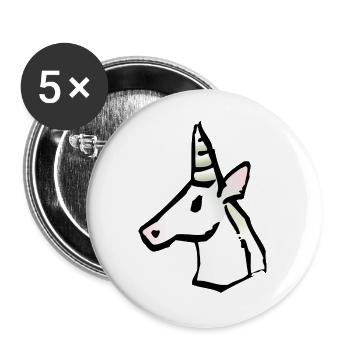 Einhorn - Buttons groß 56 mm (5er Pack) - Weiß - Vorne