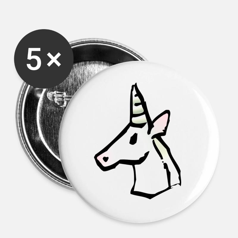 Einhorn - Buttons groß 56 mm (5er Pack) - Weiß