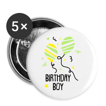 Geburtstagsshirt JUNGS - Buttons groß 56 mm (5er Pack) - Weiß - Vorne
