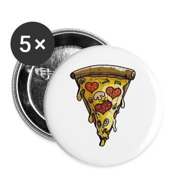 Washed and Worn Pizza Piece - Pizza - Love - Buttons large 2.2''/56 mm (5-pack) - white - Front