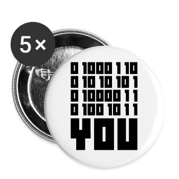 Binärcode F**k YOU – Geek Code & Nerd Humor - Buttons groß 56 mm (5er Pack) - Weiß - Vorne