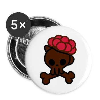 Totenkopf mit Bollenhut - Buttons groß 56 mm (5er Pack) - Weiß - Vorne