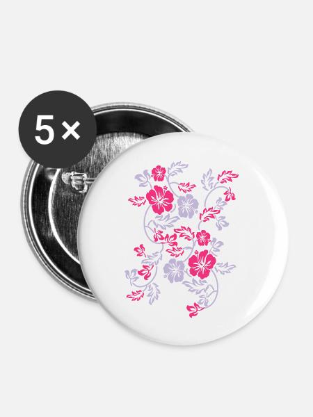 hawaii flower - Buttons groß 56 mm (5er Pack) - Weiß
