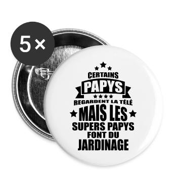 les supers papys font du jardinage - Lot de 5 grands badges (56 mm) - blanc - Devant