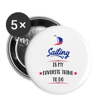 navigation à voile - Lot de 5 grands badges (56 mm) - blanc - Devant