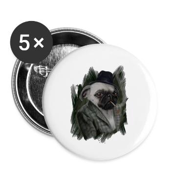 mops - Buttons groß 56 mm (5er Pack) - Weiß - Vorne