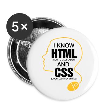 I know how to meet girls! - Buttons large 2.2''/56 mm (5-pack) - white - Front