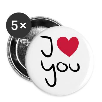 love_you_3_f2 - Lot de 5 grands badges (56 mm) - blanc - Devant