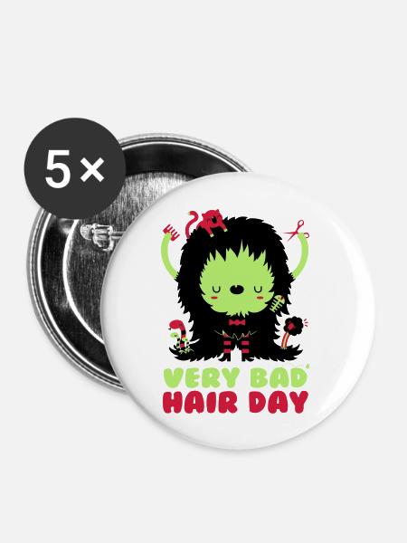 bad_hair_day - Buttons groß 56 mm (5er Pack) - Weiß