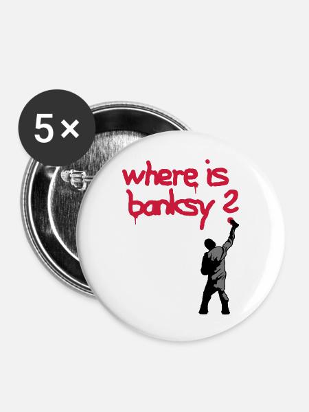 where is banksy - Buttons large 2.2''/56 mm (5-pack) - white