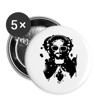 Jésus Graffiti avec un casque et lunettes de - Lot de 5 grands badges (56 mm) - blanc - Devant