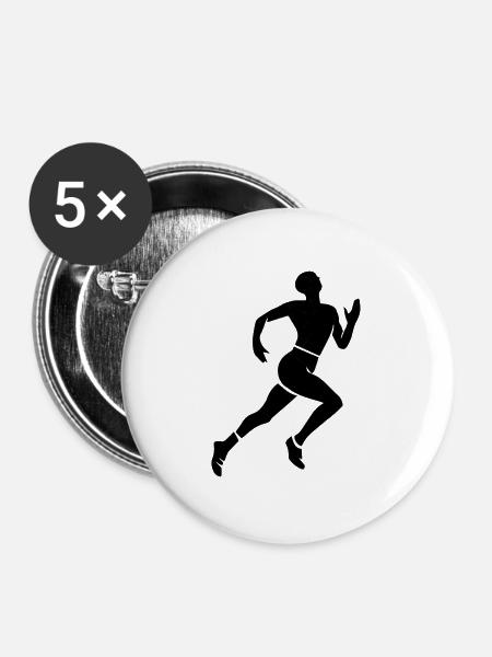 Leichtathletik - Buttons groß 56 mm (5er Pack) - Weiß