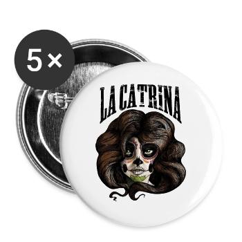 La Catrina - Buttons groß 56 mm (5er Pack) - Weiß - Vorne